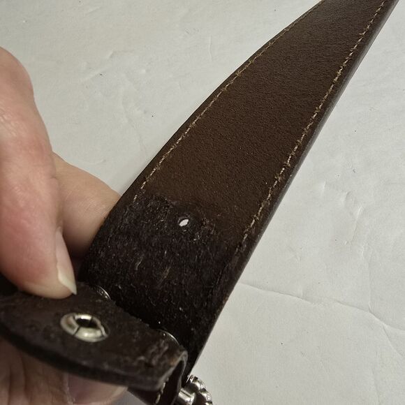 Wrangler Belt Men’s 38" Leather Silver Concho Handcrafted Made Old Sonora Mexico - Picture 5 of 10